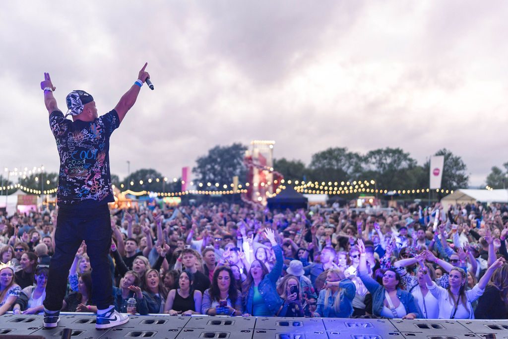 Hands up for the main stage at dusk