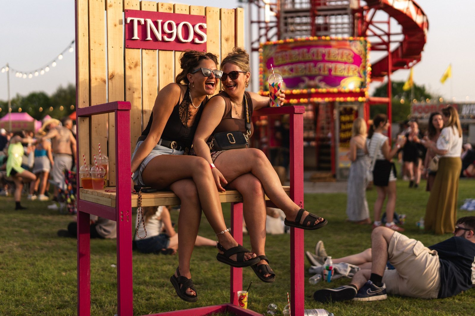 Friends on the giant TN90s chair