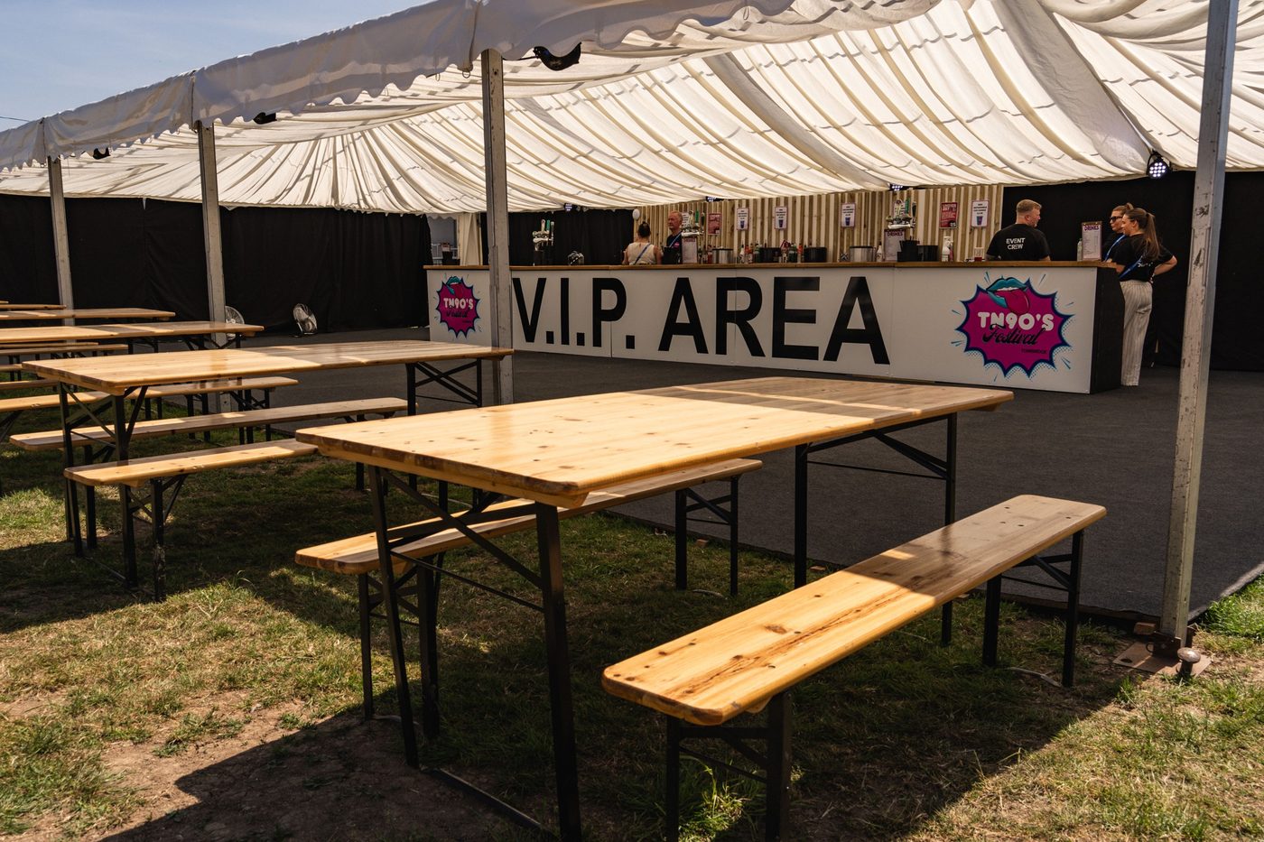 The VIP bar and seating in the VIP marquee